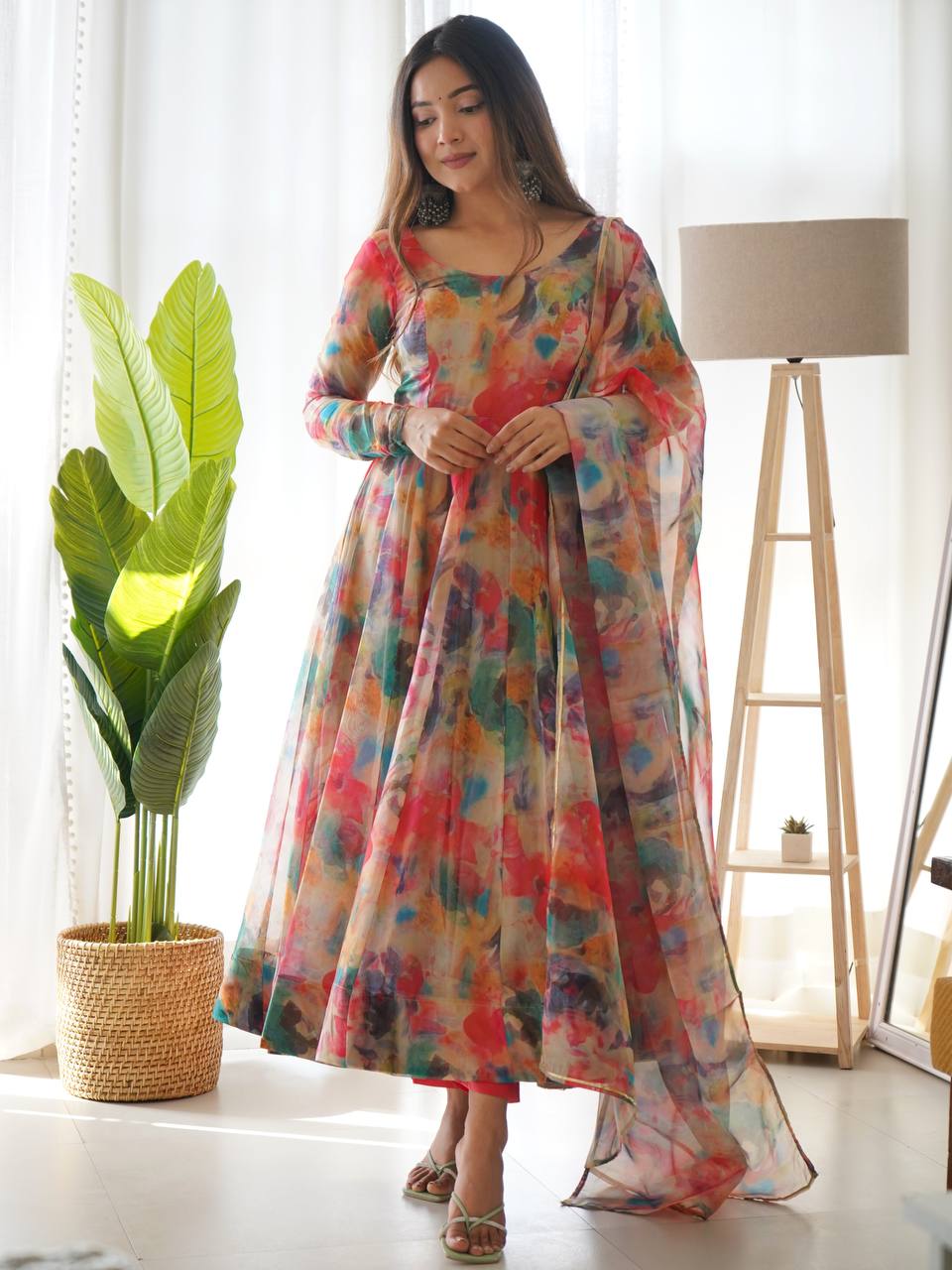 Floral Print Anarkali Kurta Set By WTW