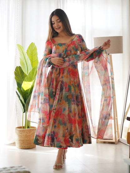 Floral Print Anarkali Kurta Set By WTW