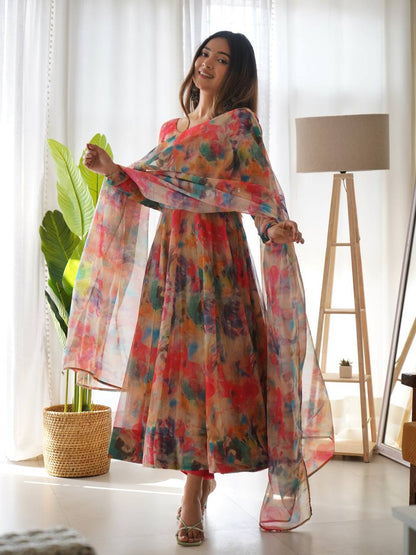 Floral Print Anarkali Kurta Set By WTW