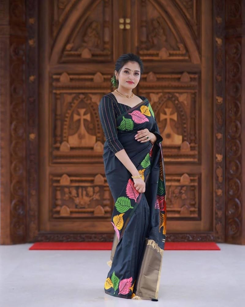 Black Color Leatest Soft Banarasi Silk Saree By WTW