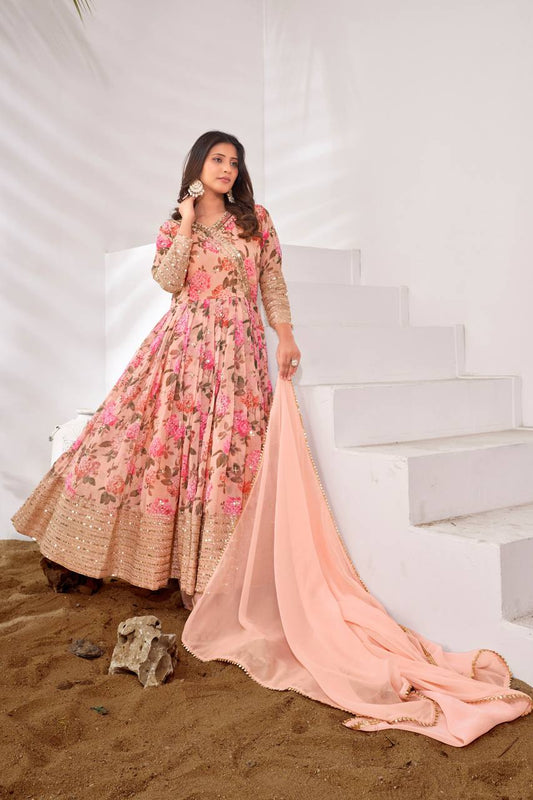 Fancy Pink Color Georgette Embroidery Sequence Sharara Suit By WTW