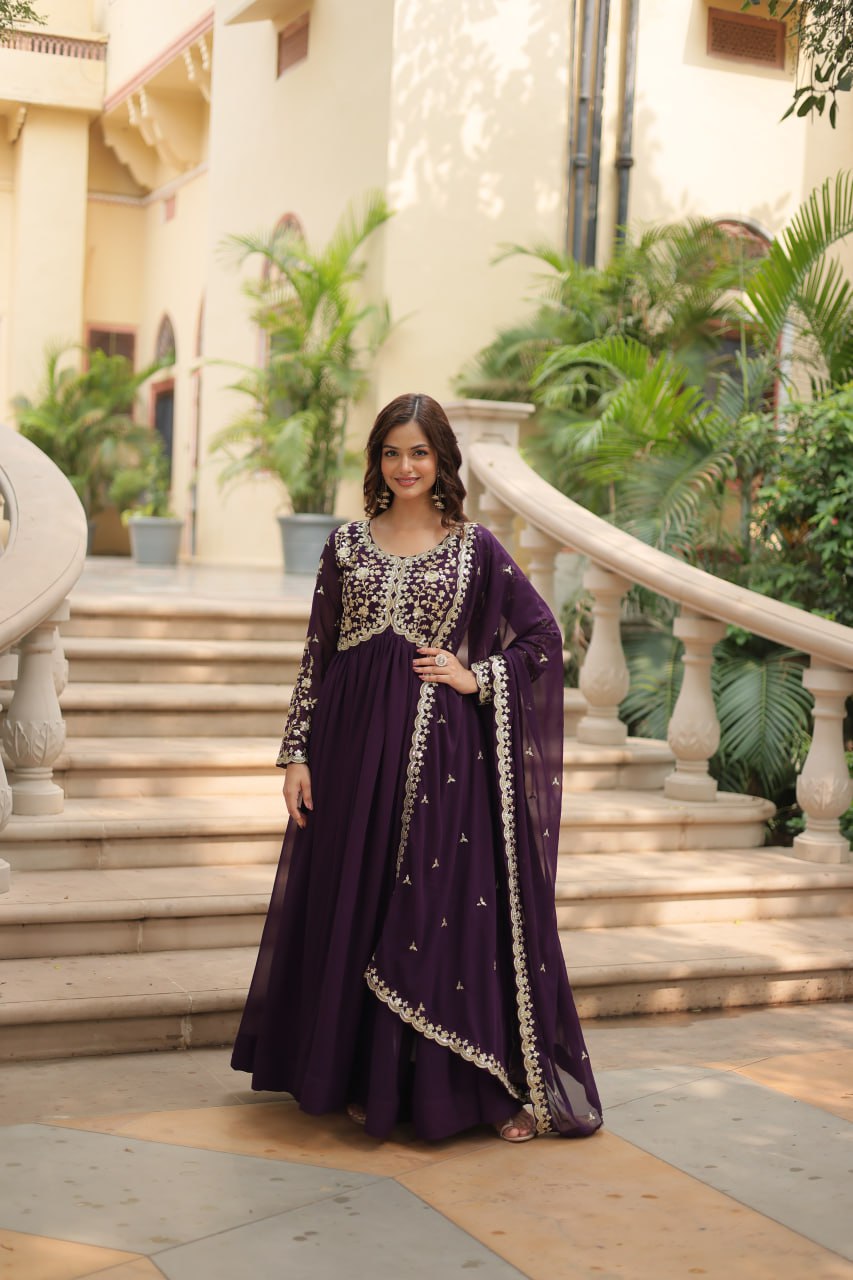 Alia Cut Gown With Dupatta Set By WTW