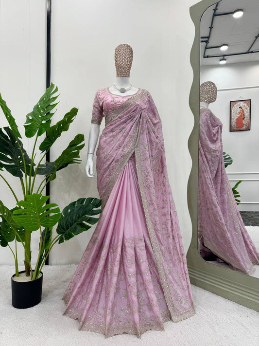 Baby Pink Designer Partywear Saree By WTW