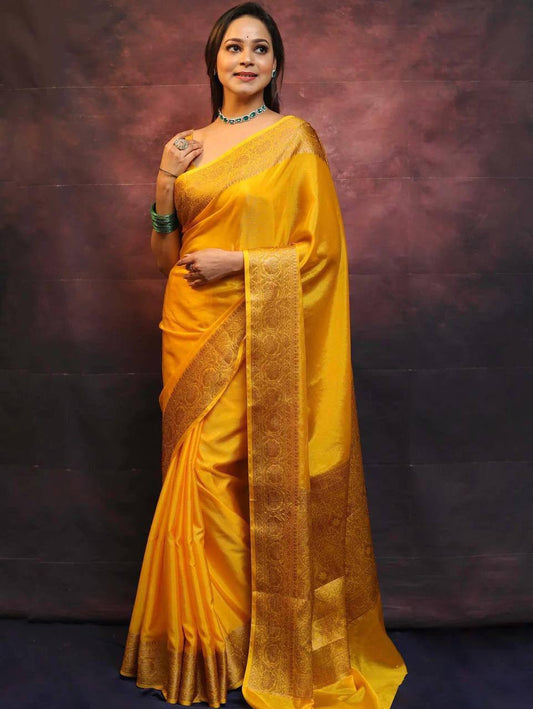Pure Banarsi Silk Saree With Brocade Blouse By WTW