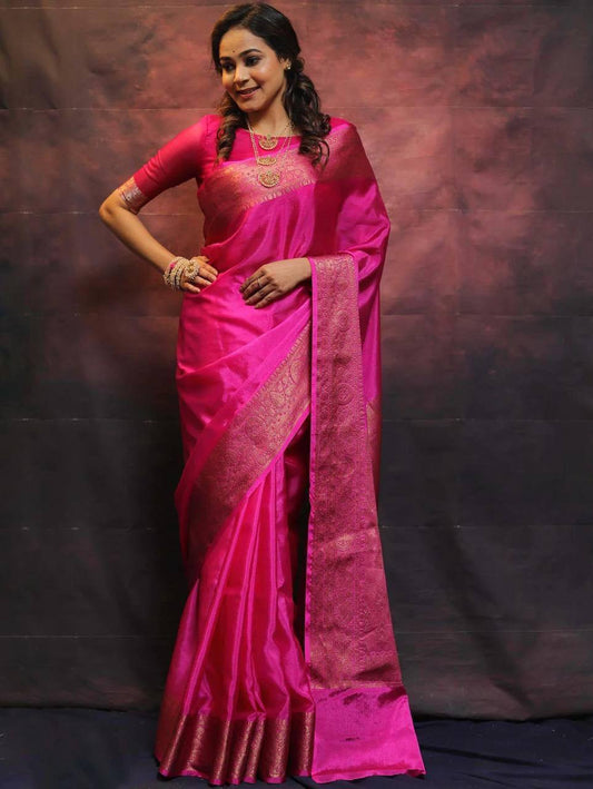 Pure Banarsi Silk Saree With Brocade Blouse By WTW