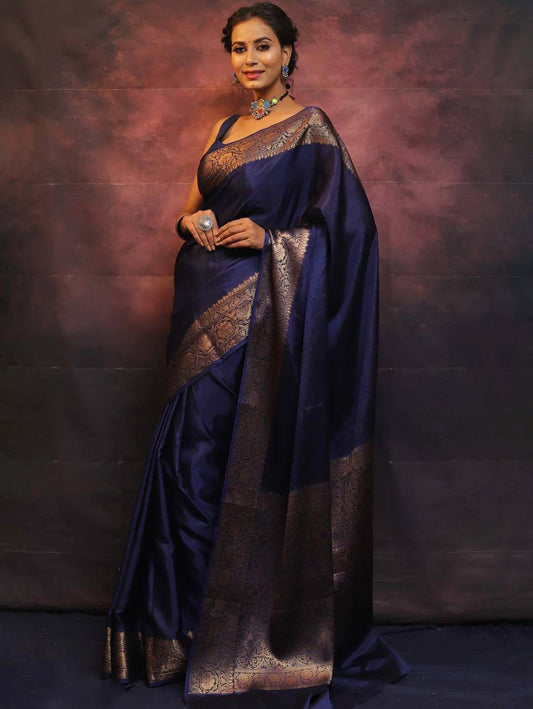 Pure Banarsi Silk Saree With Brocade Blouse By WTW