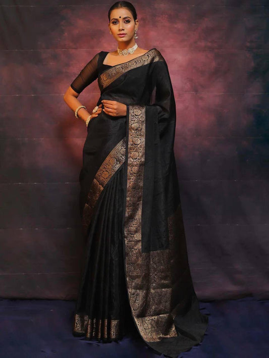 Pure Banarsi Silk Saree With Brocade Blouse By WTW