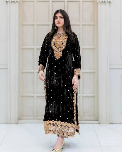 Black Velvet Majesty Salwar Suit By WTW