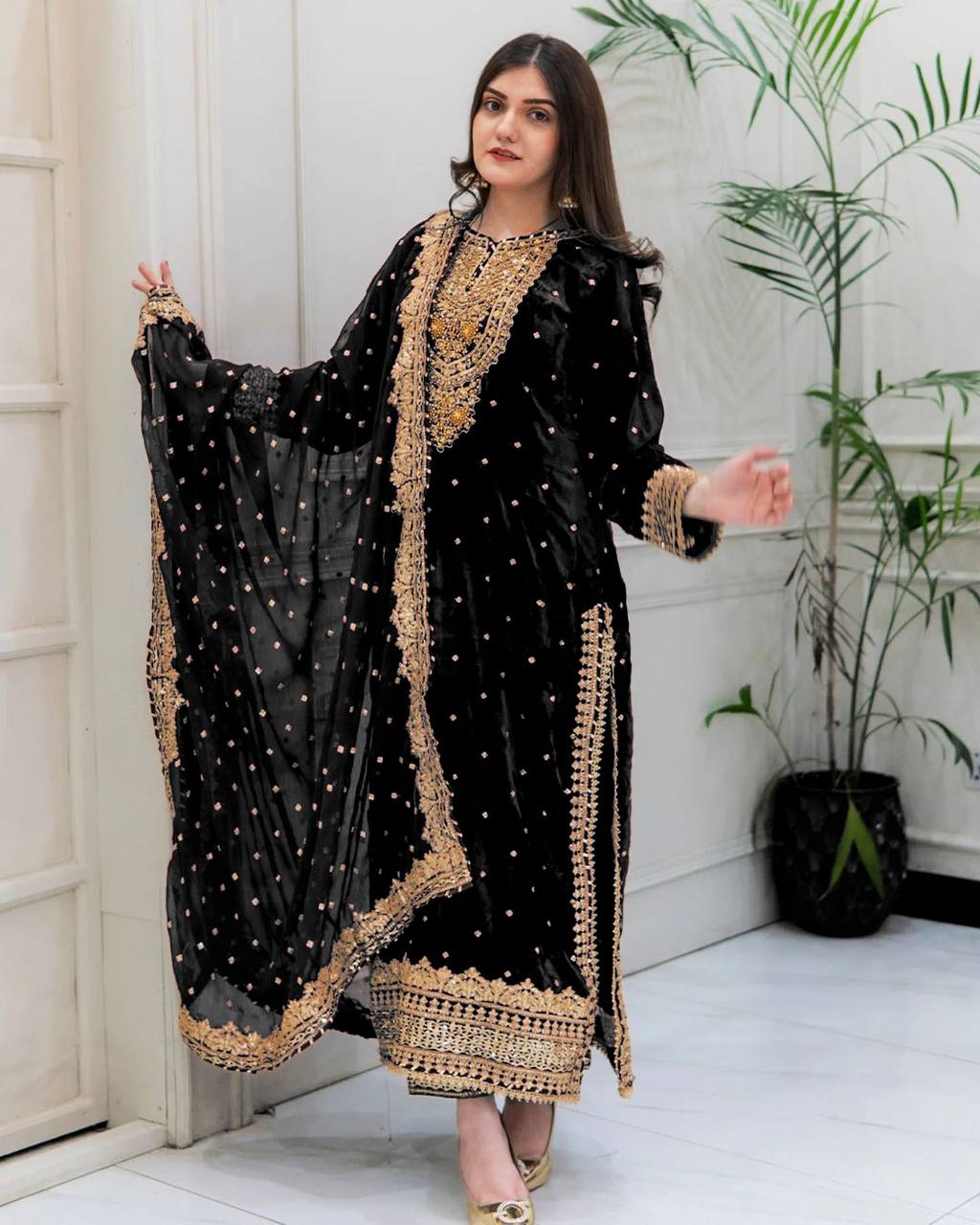 Black Velvet Majesty Salwar Suit By WTW