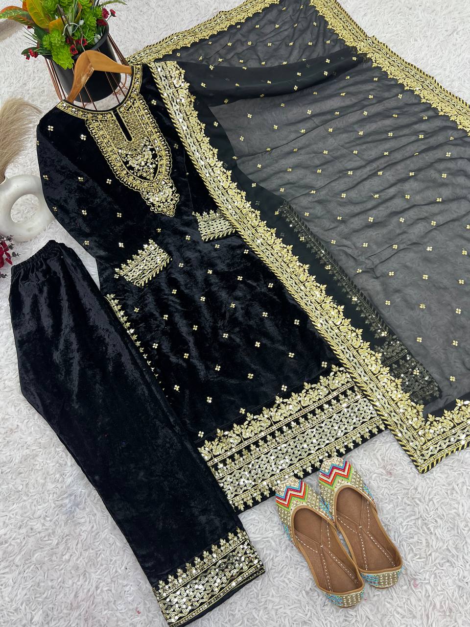 Black Velvet Majesty Salwar Suit By WTW
