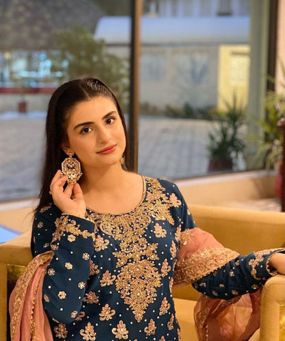 Designe Blue Kurti Sharara With Dupatta For Wedding Occasions By WTW