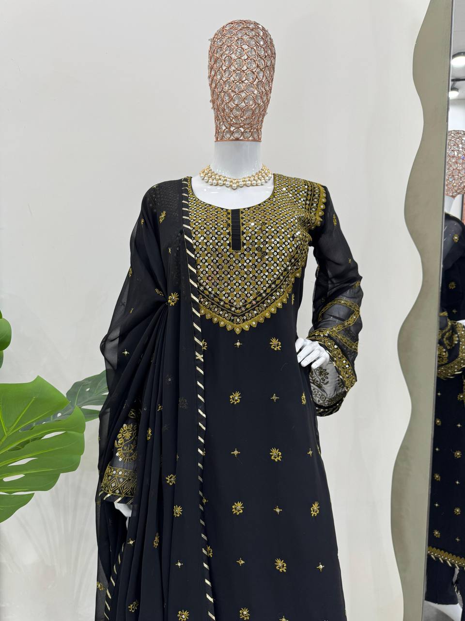 Ready To Wear Black Pure Georgette Embroidery Work Pakistani Suit With Dupatta By WTW