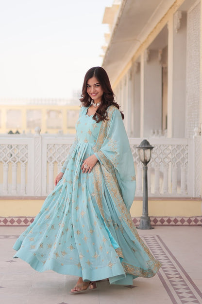 Gorgeous Embroidery Work Anarkali Gown With Dupatta By WTW