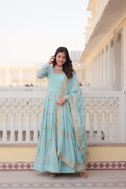 Gorgeous Embroidery Work Anarkali Gown With Dupatta By WTW