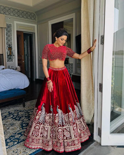 Red Colour Lehenga Choli For Marriage Function By WTW