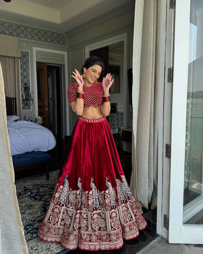 Red Colour Lehenga Choli For Marriage Function By WTW