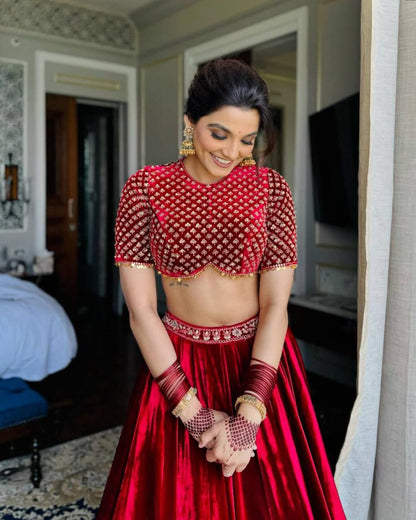 Red Colour Lehenga Choli For Marriage Function By WTW