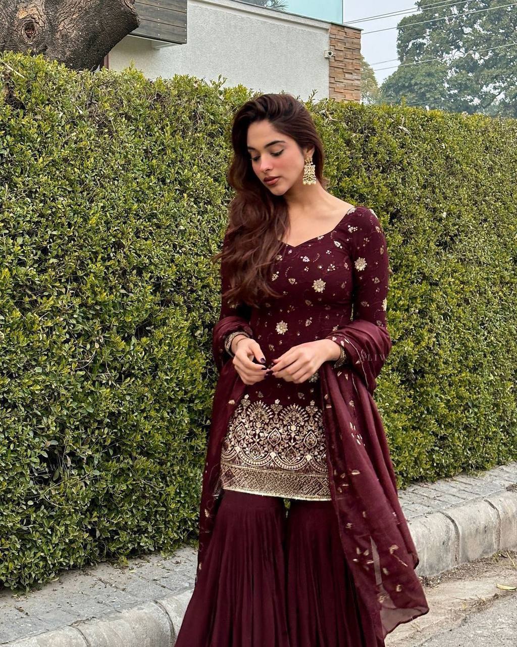 Sublime Maroon Color Georgette Thread Sequence Salwar Suit By WTW