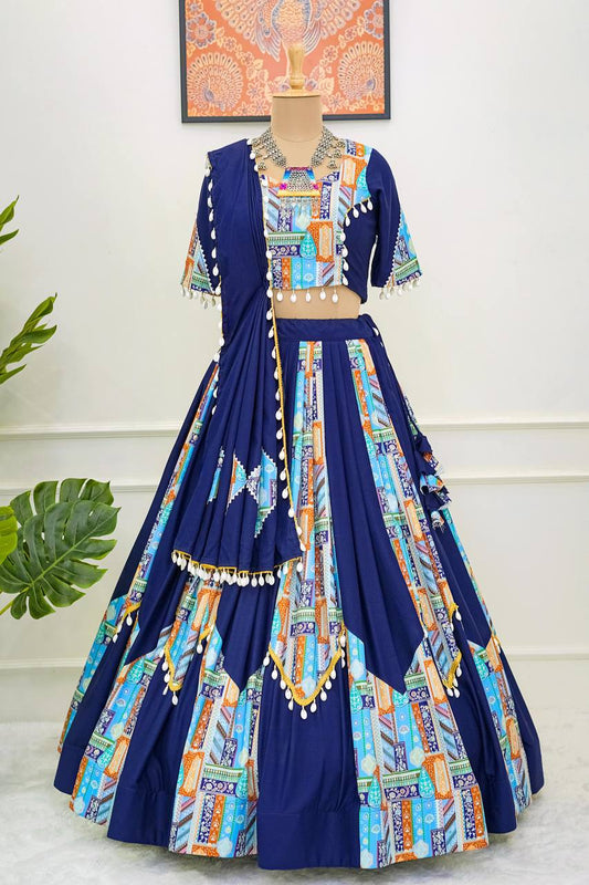 Blue Ryon Cotton Digital Printed Lehenga Choli By WTW
