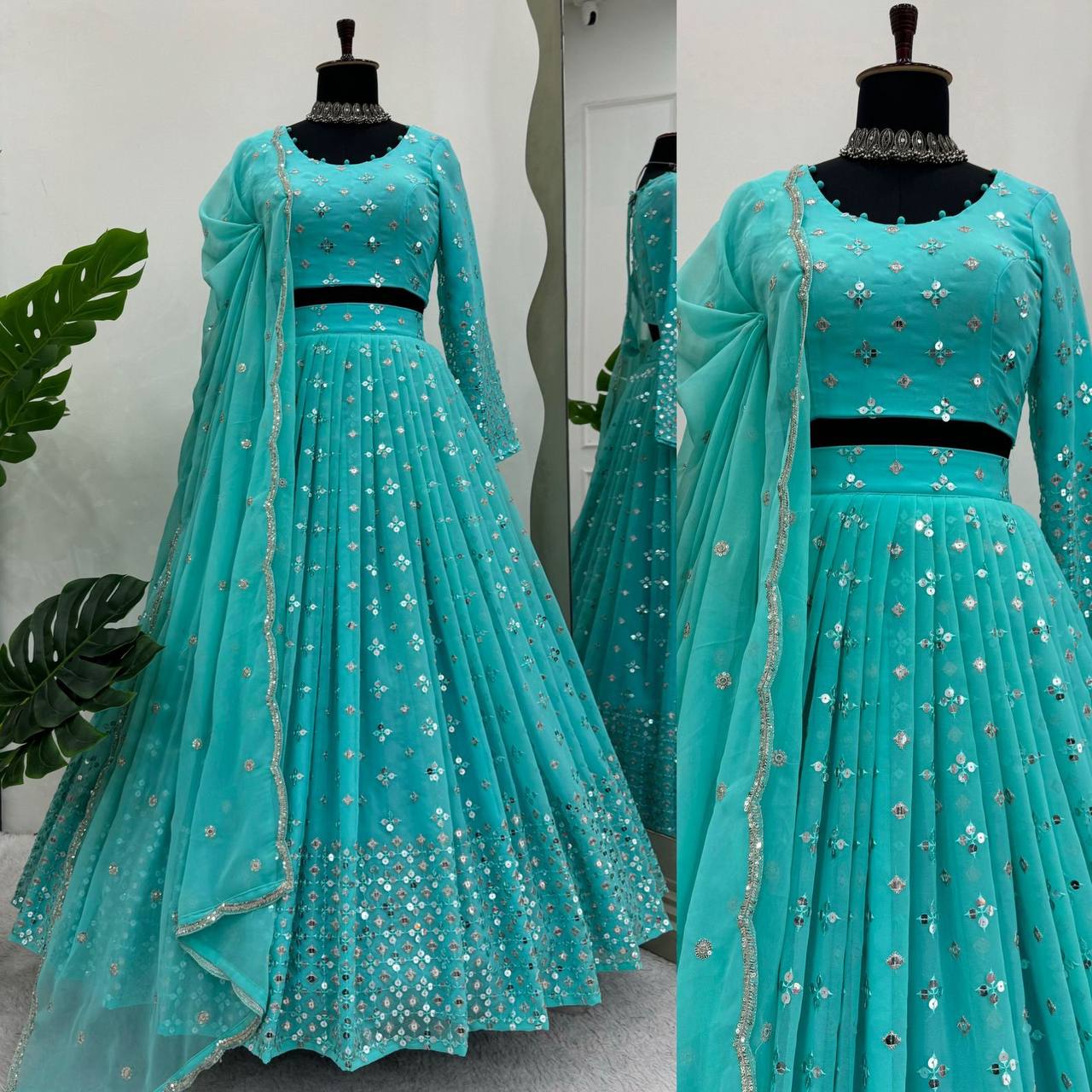 Beautiful Georgette Sequence & Thread Work Lehenga Choli By WTW