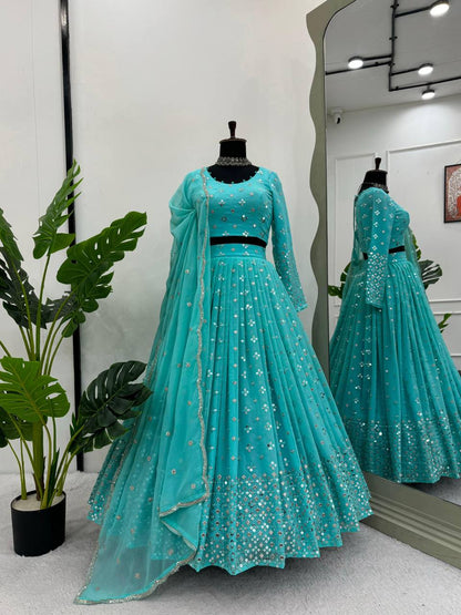 Beautiful Georgette Sequence & Thread Work Lehenga Choli By WTW