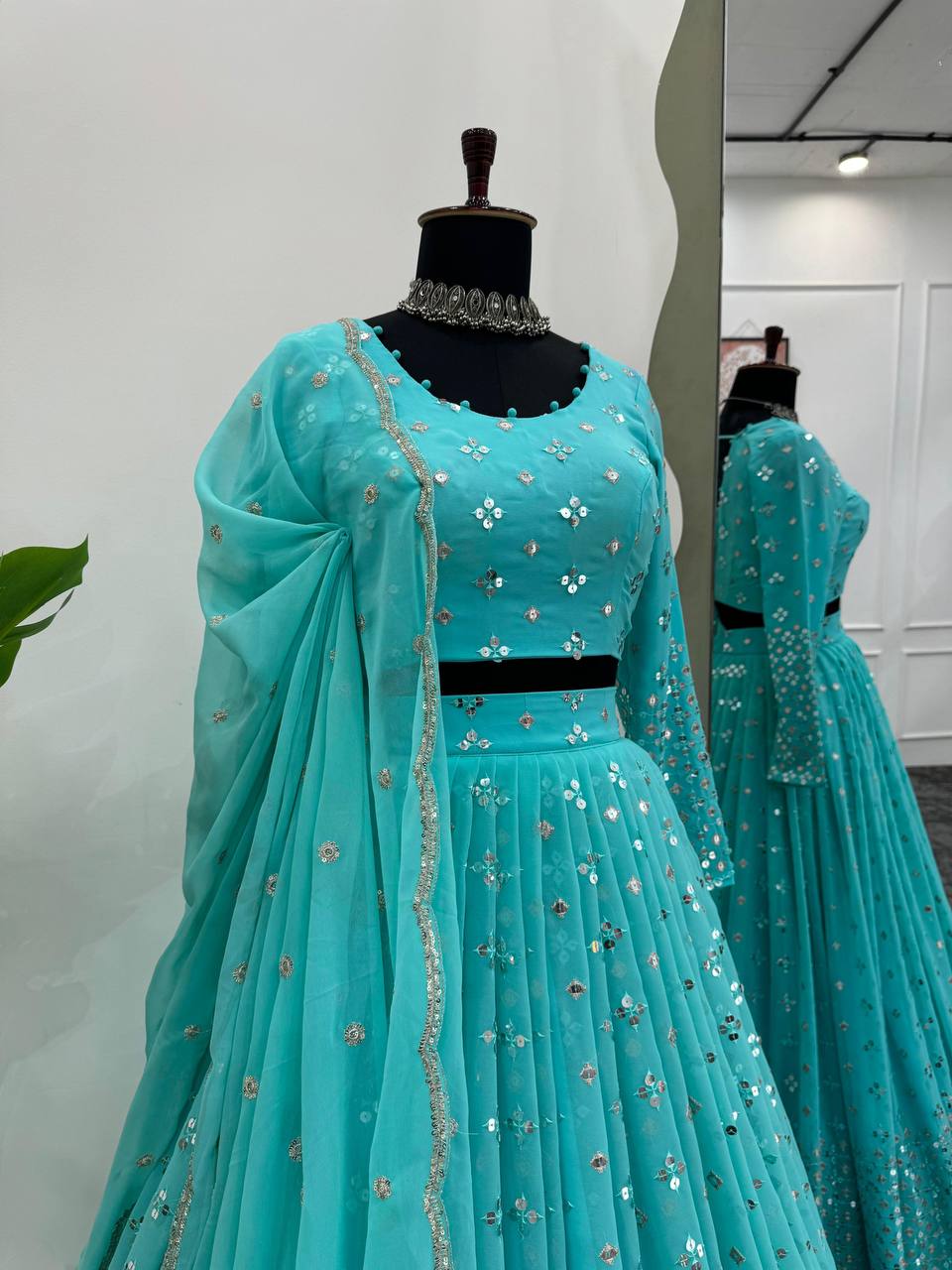 Beautiful Georgette Sequence & Thread Work Lehenga Choli By WTW