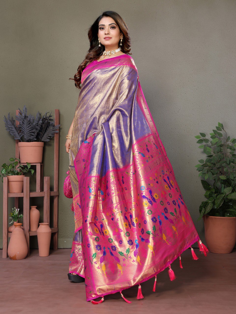 Banarasi Tissue Silk Saree With Unstitched Blouse Piece By WTW