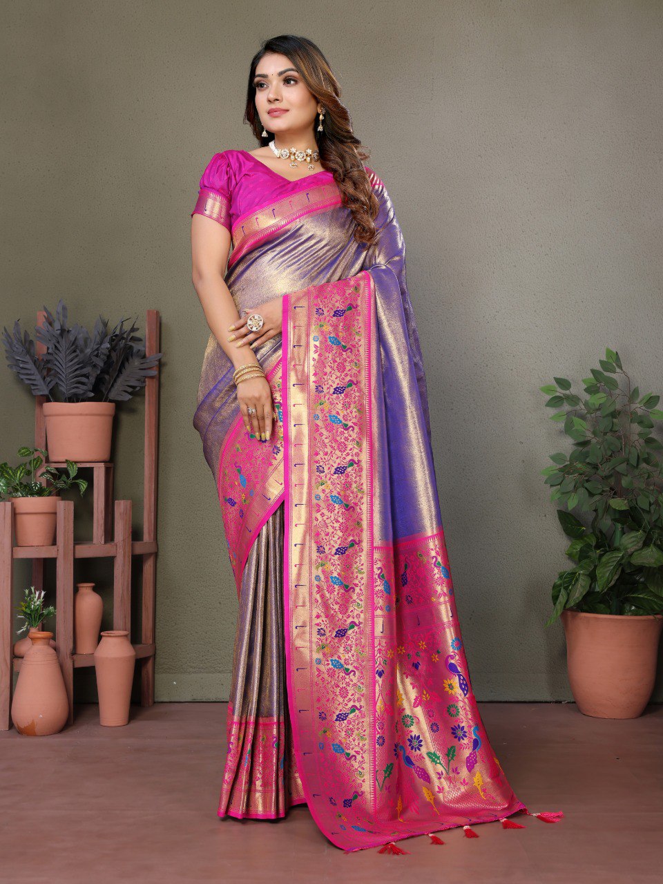 Banarasi Tissue Silk Saree With Unstitched Blouse Piece By WTW