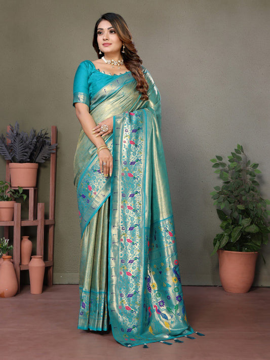 Firoza Banarasi Silk Saree With Blouse Piece By WTW