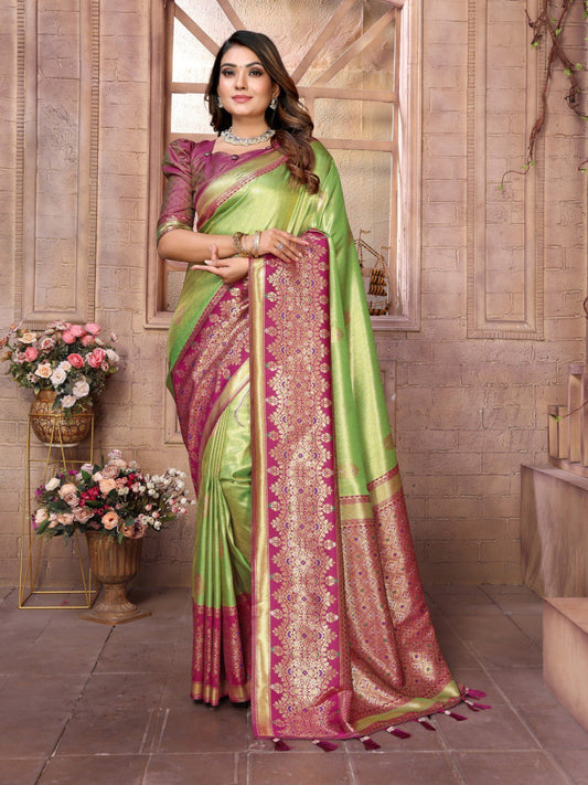 Function Wear Banarasi Silk Perrot & Pink Color Saree By WTW
