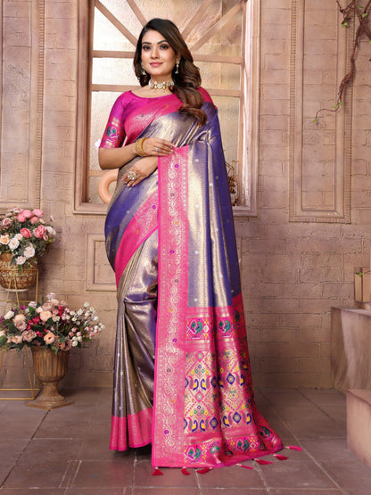 Banarasi Tissue Silk Saree With Unstitched Blouse Piece By WTW