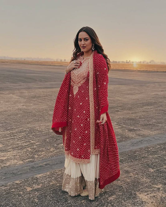Sonakshi Sinha Embroidered Sharara Set By WTW