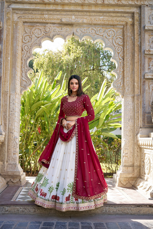 Georgette Sequins Thread Embroidered Beautiful Wedding Lehenga Choli By WTW