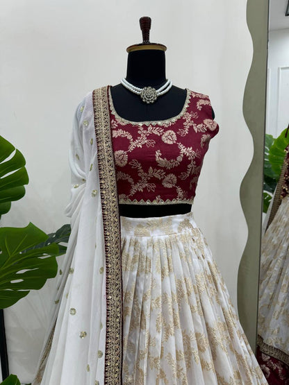 New Latest Pure Zari South Indian Lehengha Choli For Women By WTW