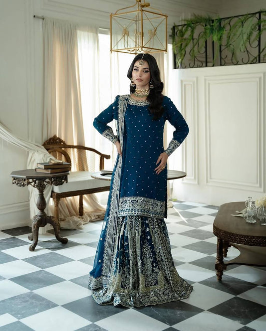 Royal Faux Georgette Embroidery Ensemble By WTW