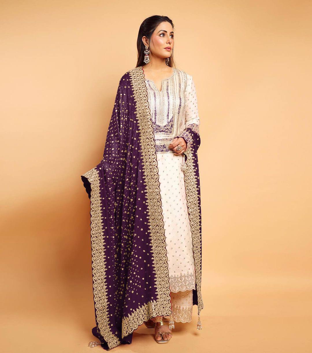 Beauteous White Color Georgette Embroidery Work Sharara Suit By WTW