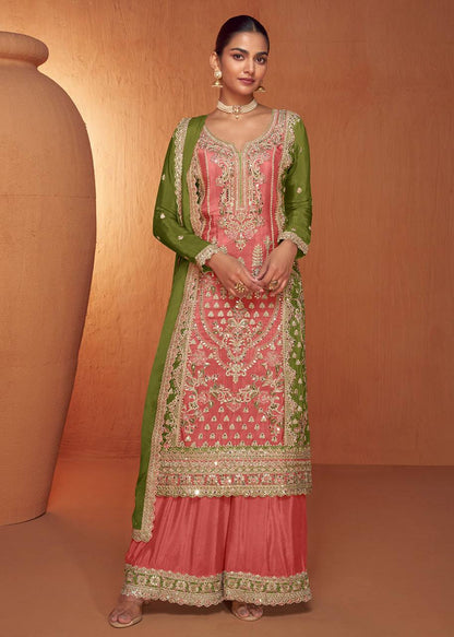 Chinon Embroidered Gota Pakistani Palazzo Suit Party Wear By WTW