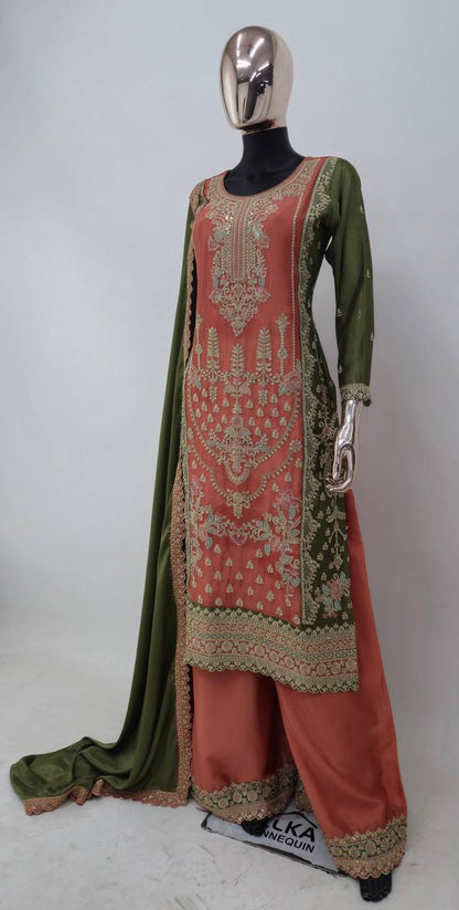Chinon Embroidered Gota Pakistani Palazzo Suit Party Wear By WTW
