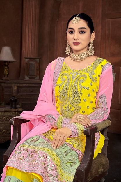 Sublime Yellow Color Heavy Georgette Embroidery Salwar Suit By WTW