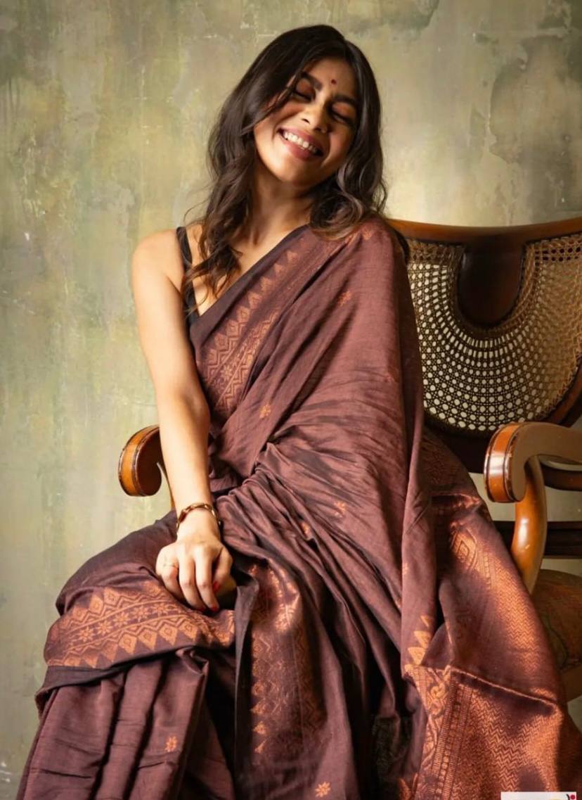 Blooming Brown Soft Silk Saree With Radiant Blouse Piece By WTW