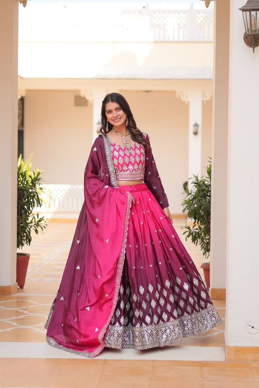 The Grace Of Pedding Chinon Embroidery Lehnga Choli By WTW
