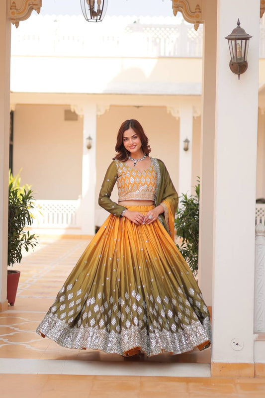 Embroidered Radiance In Pedding Chinon Lehnga Choli By WTW