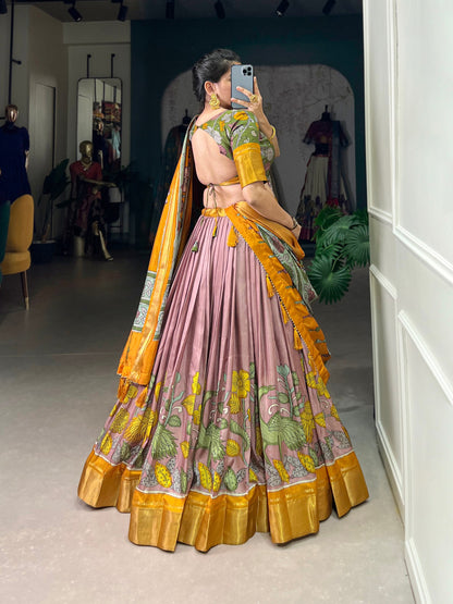 Onion Color Jacquard Dola Silk Printed Lehenga Choli By WTW