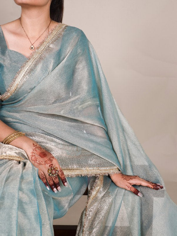 Light Blue Tissue Shimmer Women’s Saree By WTW