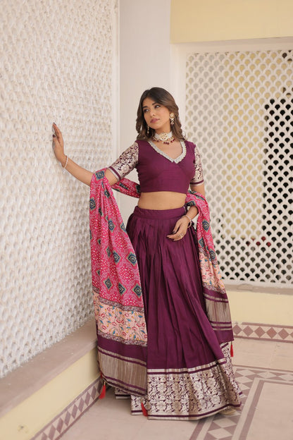 Maroon Sangeet South Indian Lehenga Choli By WTW