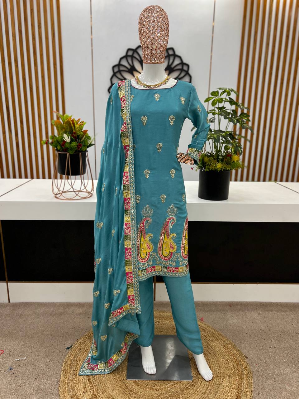 Gray Colour Embroidery With Sequence Work Suit For Women By WTW