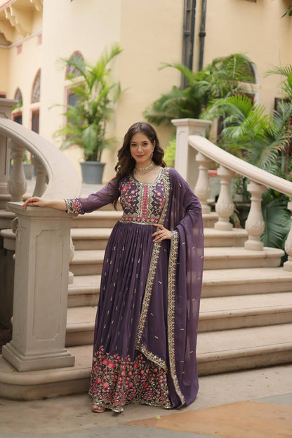 Dusty Purple Kurta Sharara With Dupatta By WTW