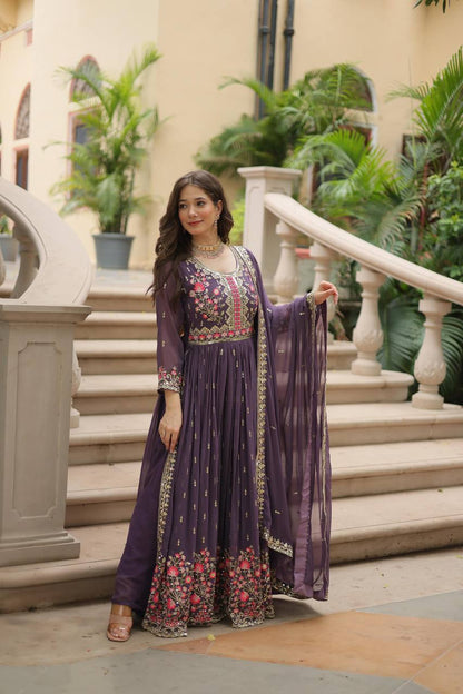 Dusty Purple Kurta Sharara With Dupatta By WTW