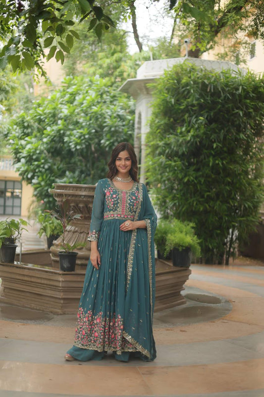 Stylish Long Kurti Sharara Outfit With Dupatta By WTW