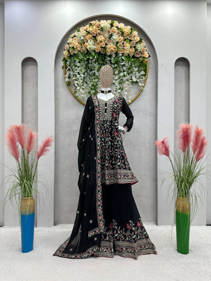 Latest Black Color Georgette Sequence Work Ready Made Salwar Suit By WTW